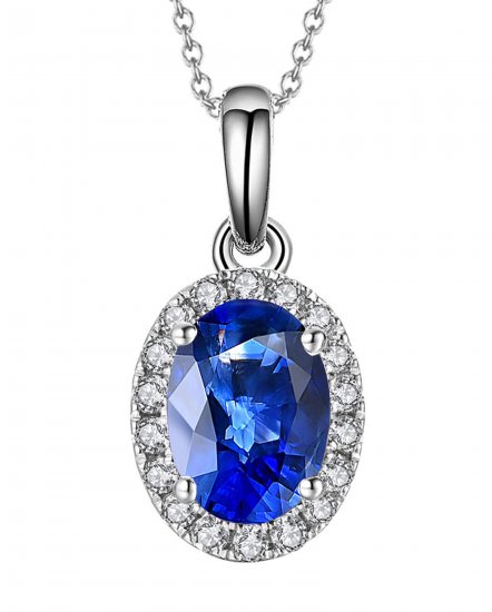 OVAL COLORED STONE DIAMOND PENDANT (VP406)